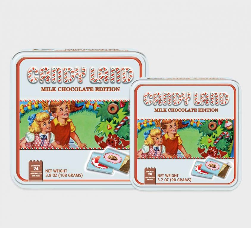Candy Land chocolate game in luxury tin can